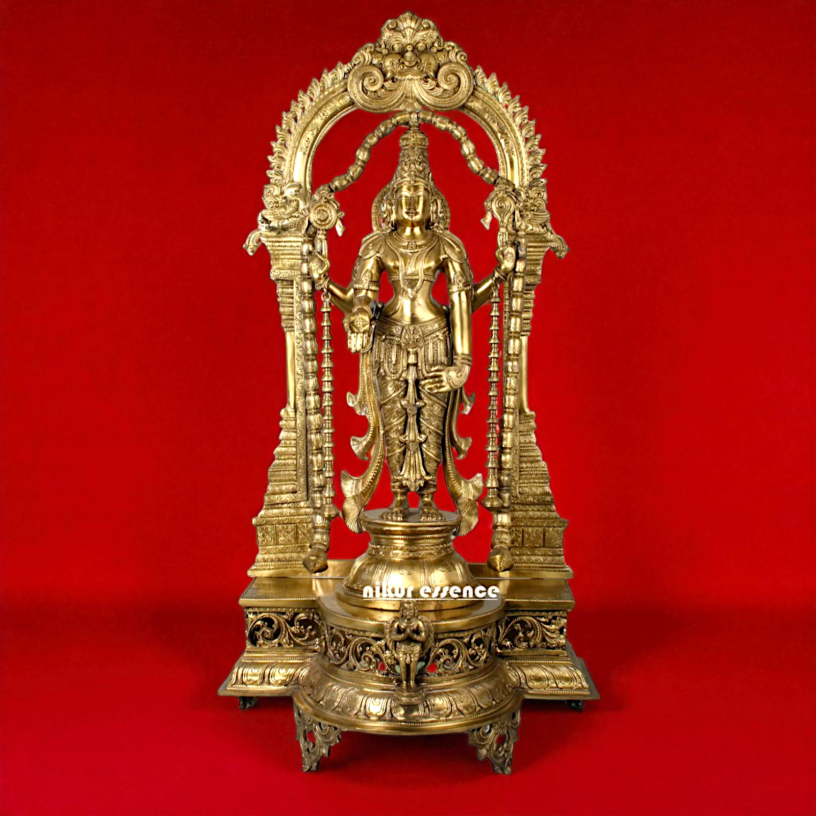 Lord Vishnu God Blessing standing Pooja Bronze/Panchaloha idol - 40 Inches Nikuressence
