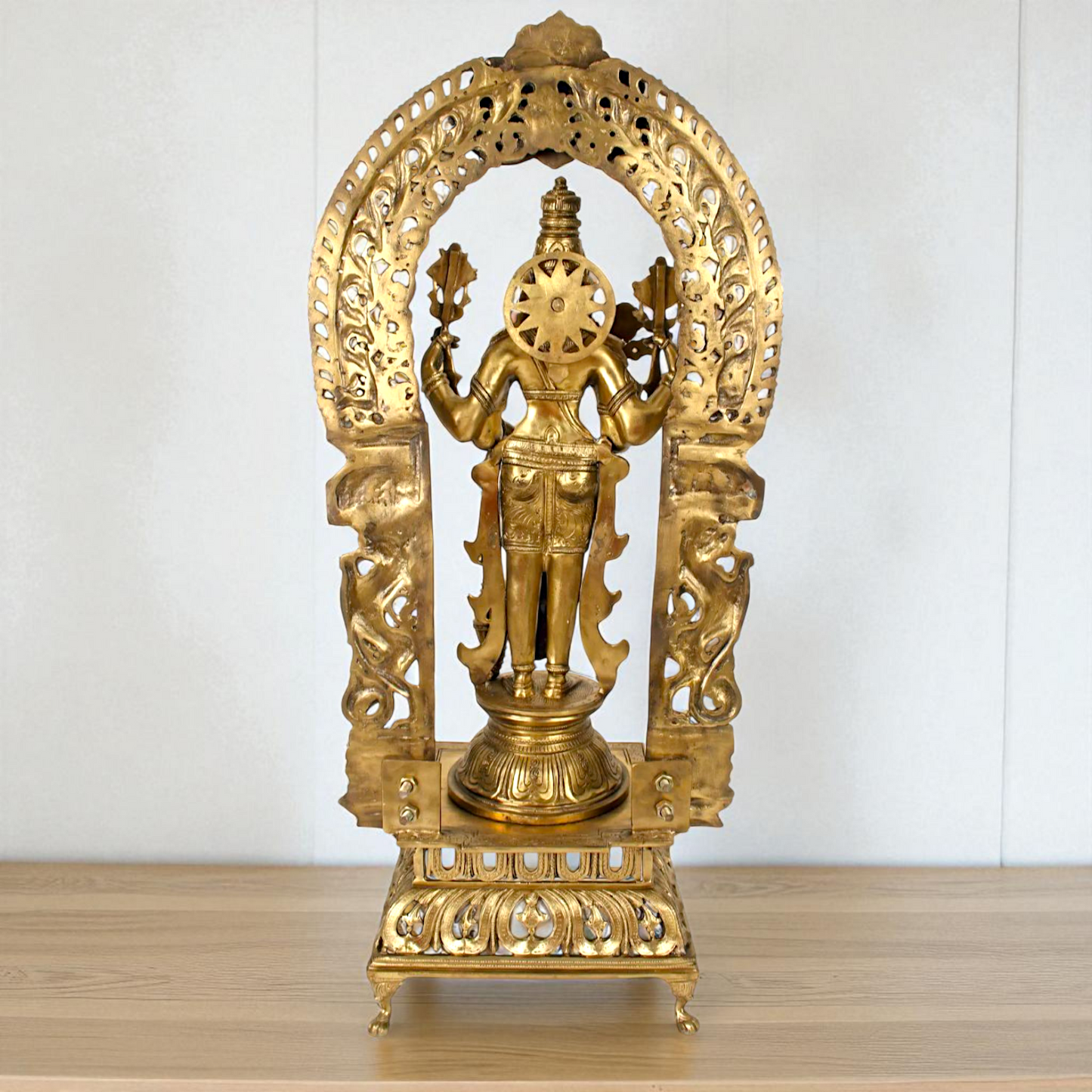 Big Vishnu Bhagwan Standing with Blessing Bronze/Panchaloha idol - 39 Inches Nikuressence