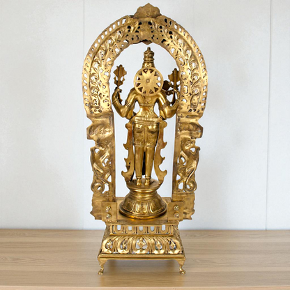 Big Vishnu Bhagwan Standing with Blessing Bronze/Panchaloha idol - 39 Inches Nikuressence