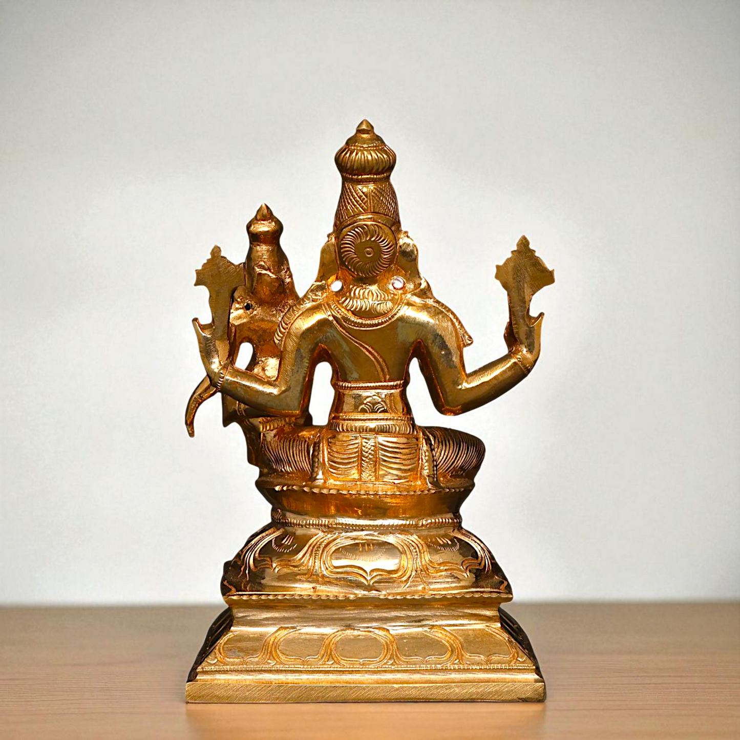 Vishnu Narayan Bhagwan with Lakshmi seated Blessing Bronze/Panchaloha idol - 7 Inches Nikuressence