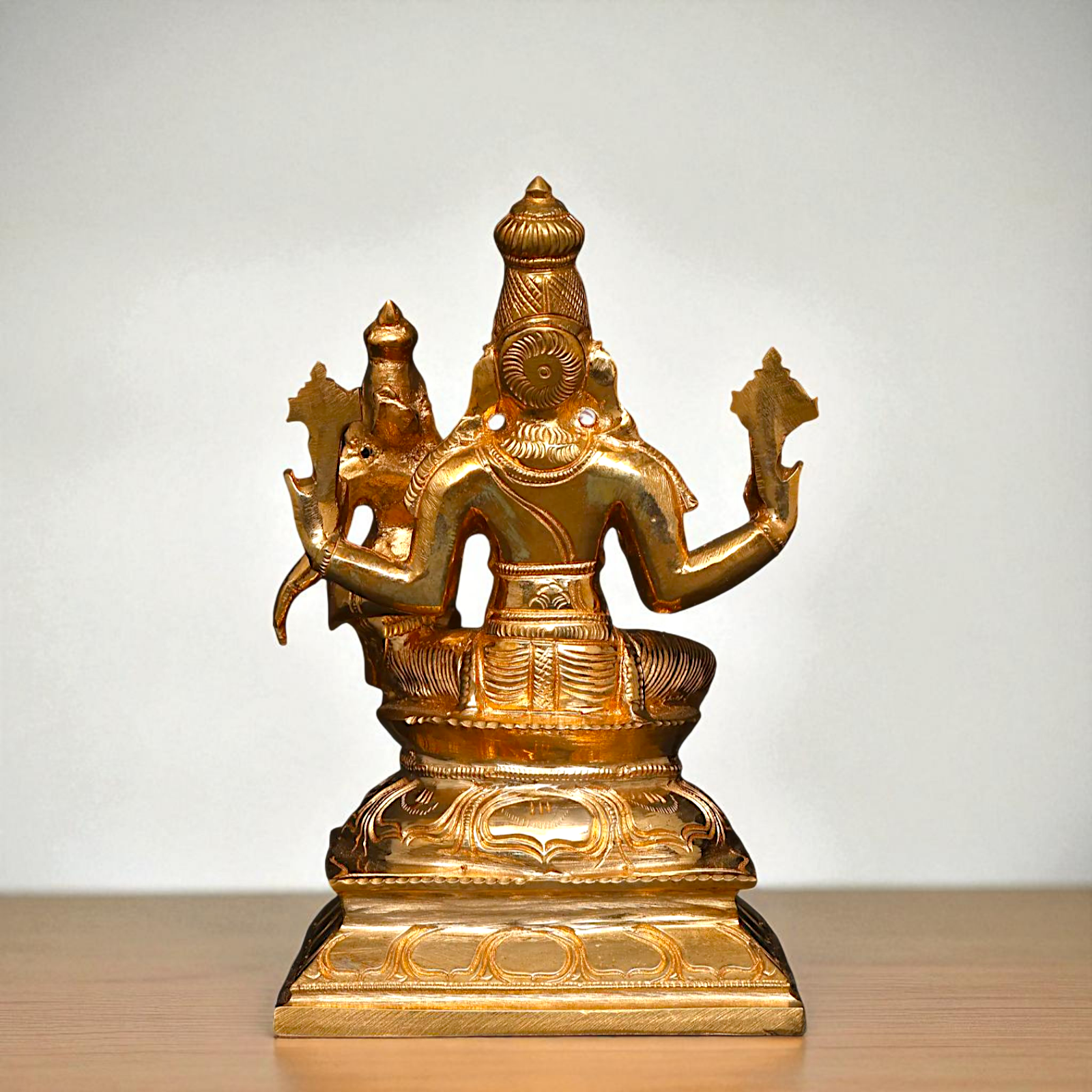 Vishnu Narayan Bhagwan with Lakshmi seated Blessing Bronze/Panchaloha idol - 7 Inches Nikuressence