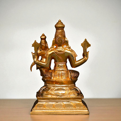 Vishnu Narayan Bhagwan with Lakshmi seated Blessing Bronze/Panchaloha idol - 7 Inches Nikuressence