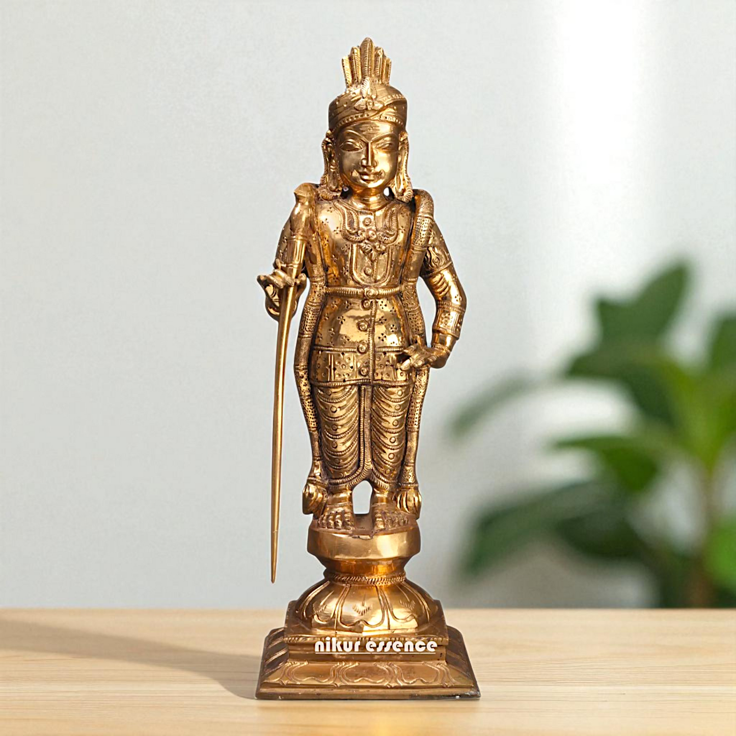 Lord Kumar Kartikeya God Standing Bronze/Panchaloha idol - 13 Inches Nikuressence