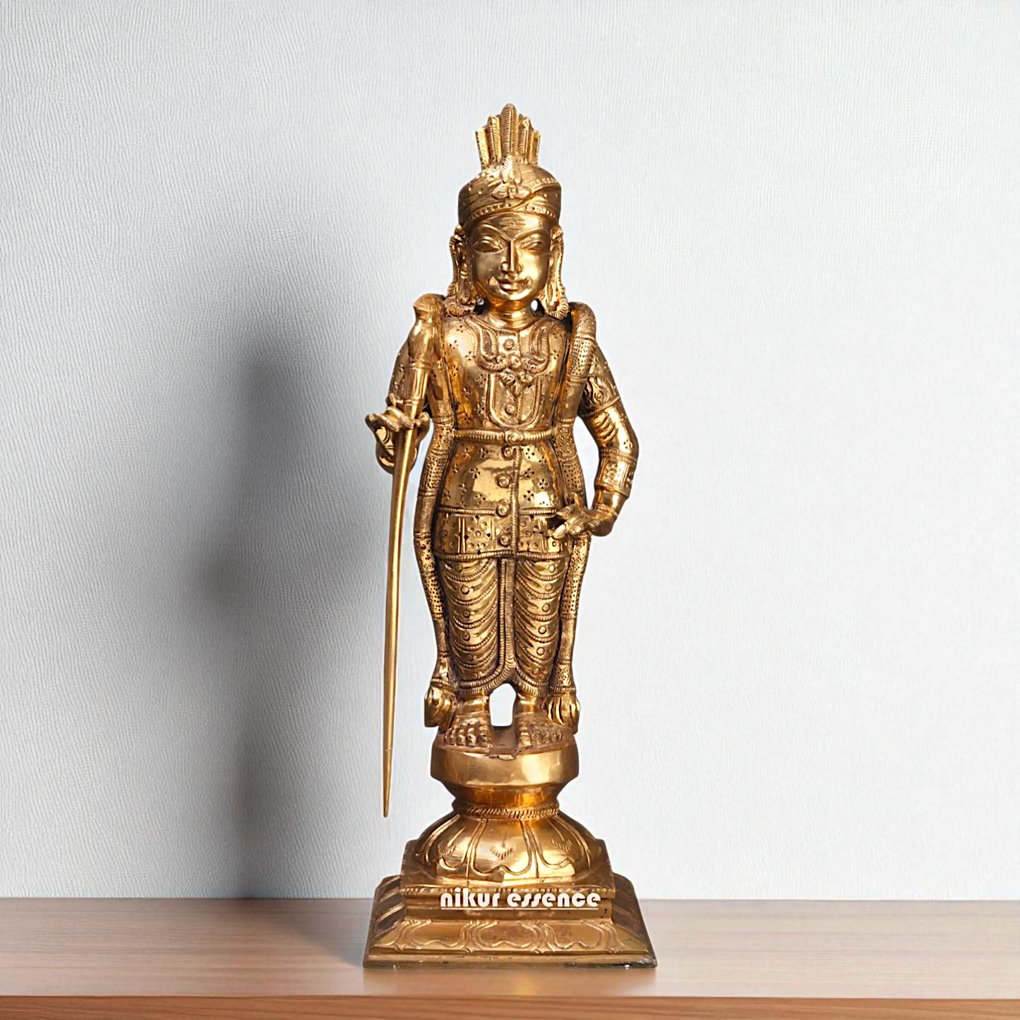 Lord Kumar Kartikeya God Standing Bronze/Panchaloha idol - 13 Inches Nikuressence