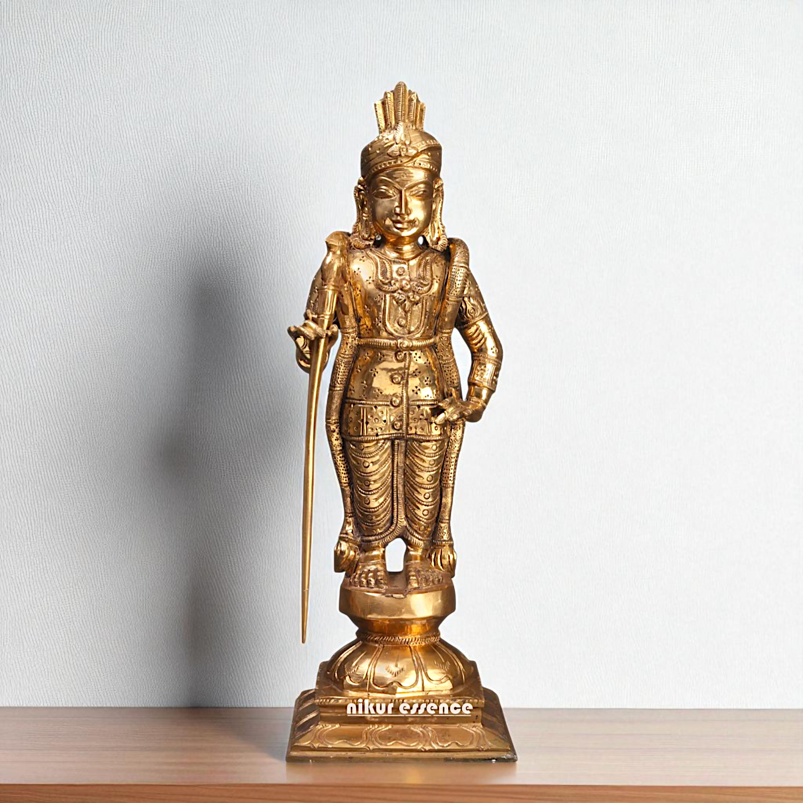 Lord Kumar Kartikeya God Standing Bronze/Panchaloha idol - 13 Inches Nikuressence