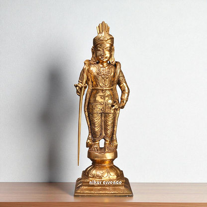 Lord Kumar Kartikeya God Standing Bronze/Panchaloha idol - 13 Inches Nikuressence