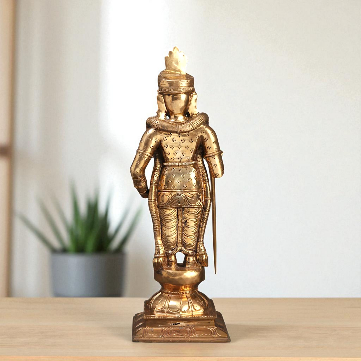 Lord Kumar Kartikeya God Standing Bronze/Panchaloha idol - 13 Inches Nikuressence