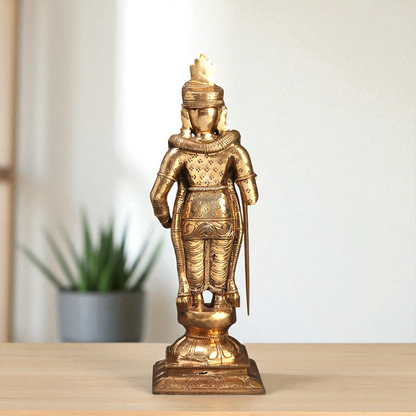 Lord Kumar Kartikeya God Standing Bronze/Panchaloha idol - 13 Inches Nikuressence