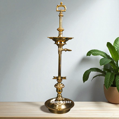 Big Kuthu Vilakku Diya oil lamp spiritual Worship Bronze/Panchaloha - 38 Inches Nikuressence