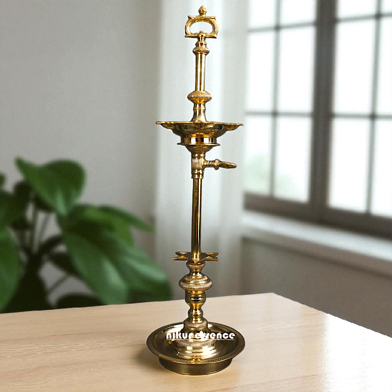 Big Kuthu Vilakku Diya oil lamp spiritual Worship Bronze/Panchaloha - 38 Inches Nikuressence
