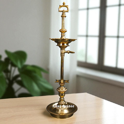 Big Kuthu Vilakku Diya oil lamp spiritual Worship Bronze/Panchaloha - 38 Inches Nikuressence