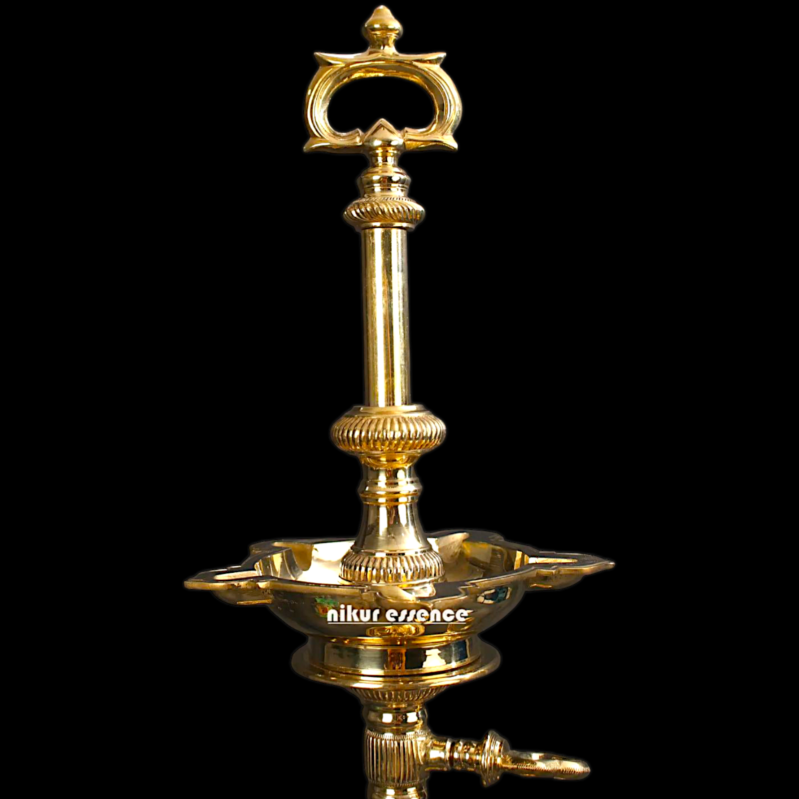 Big Kuthu Vilakku Diya oil lamp spiritual Worship Bronze/Panchaloha - 38 Inches Nikuressence