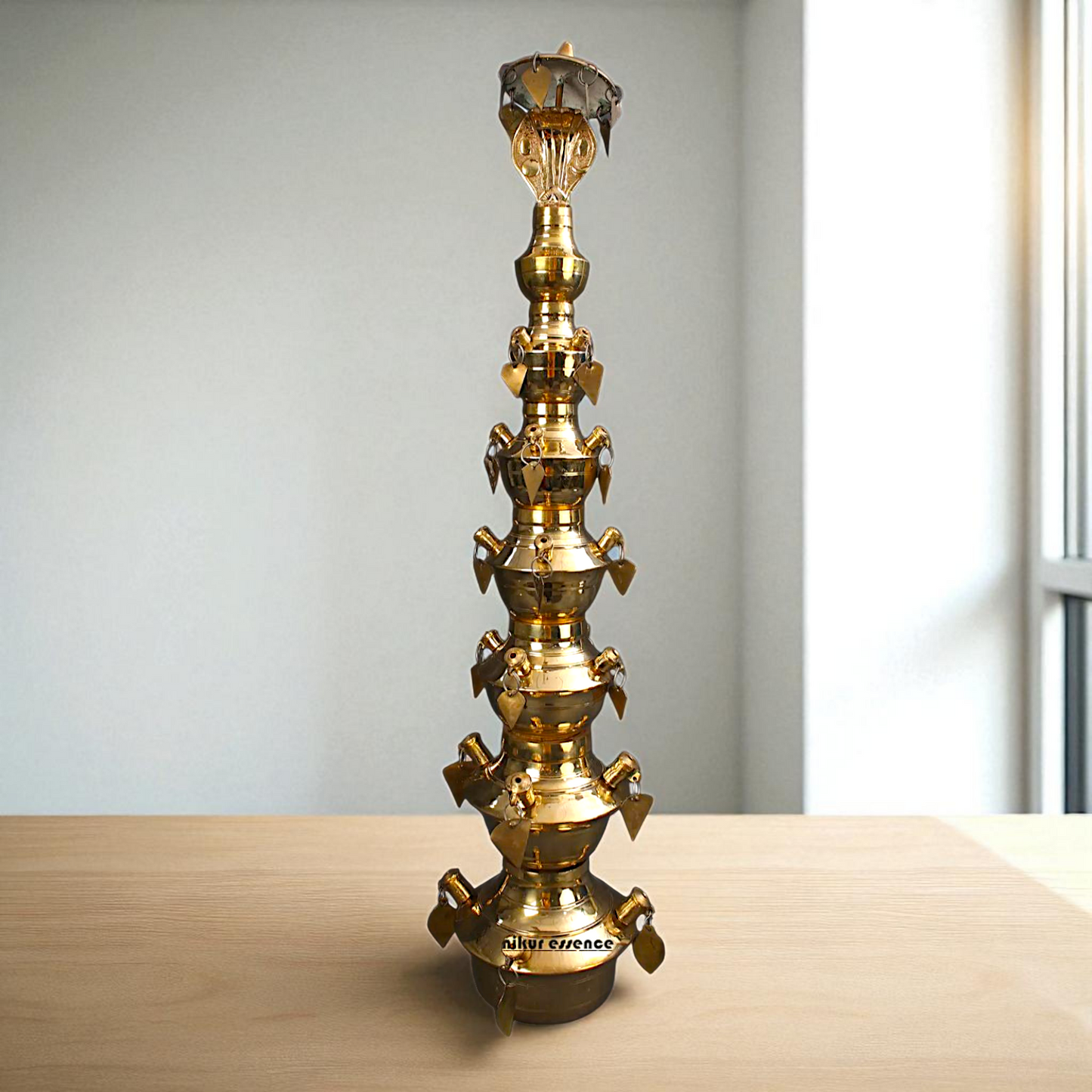 Large sheshnag on top Diya oil lamp ritual Bronze/Panchaloha - 35 Inches Nikuressence