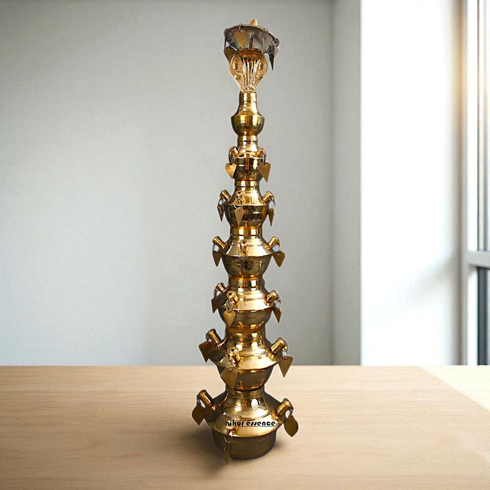 Large sheshnag on top Diya oil lamp ritual Bronze/Panchaloha - 35 Inches Nikuressence