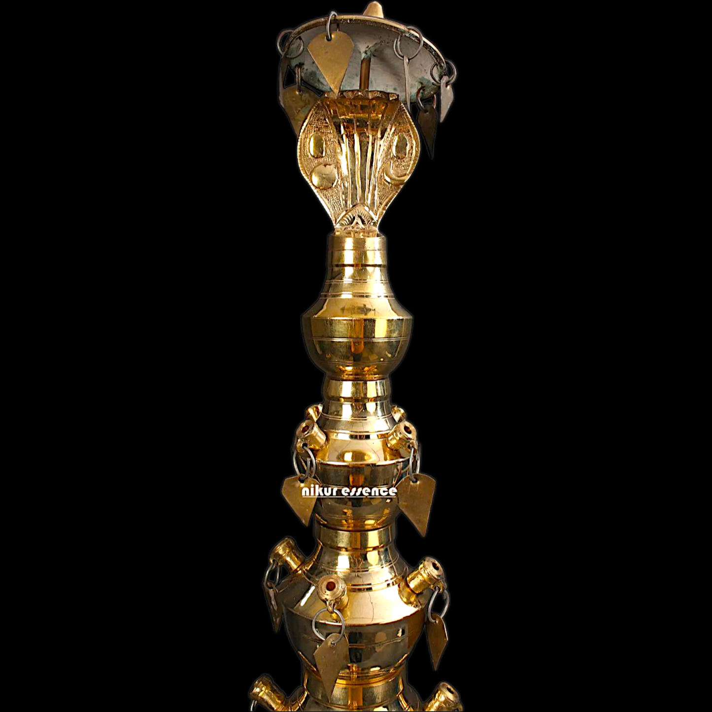 Large sheshnag on top Diya oil lamp ritual Bronze/Panchaloha - 35 Inches Nikuressence