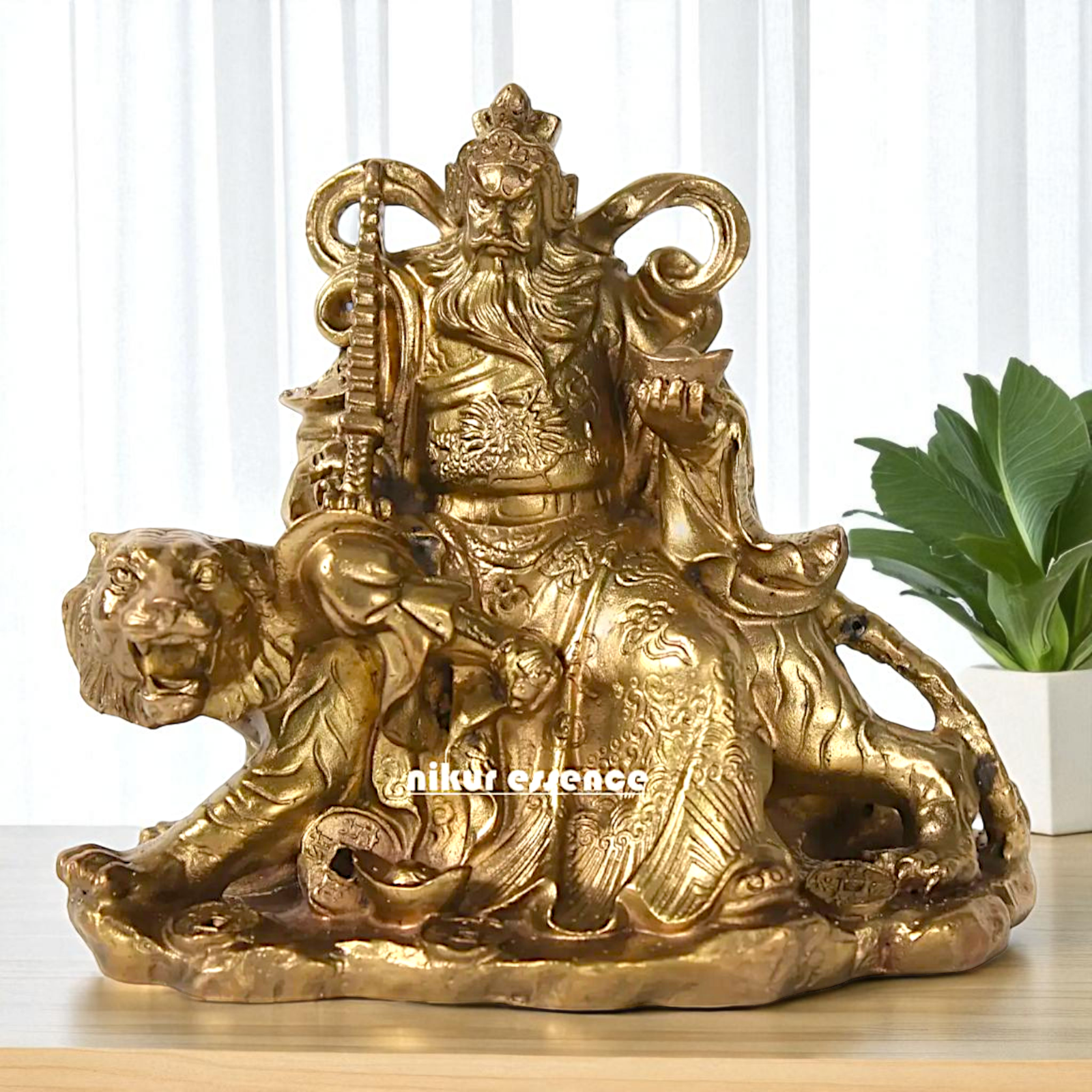 Bronze/Panchaloha Zhao Gongming home decor statue - 5 Inches Nikuressence