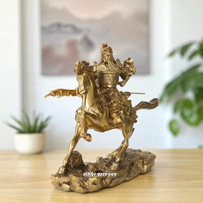 Chinese warrior Guan Yu on horse Bronze/Panchaloha idol - 9 Inches Nikuressence