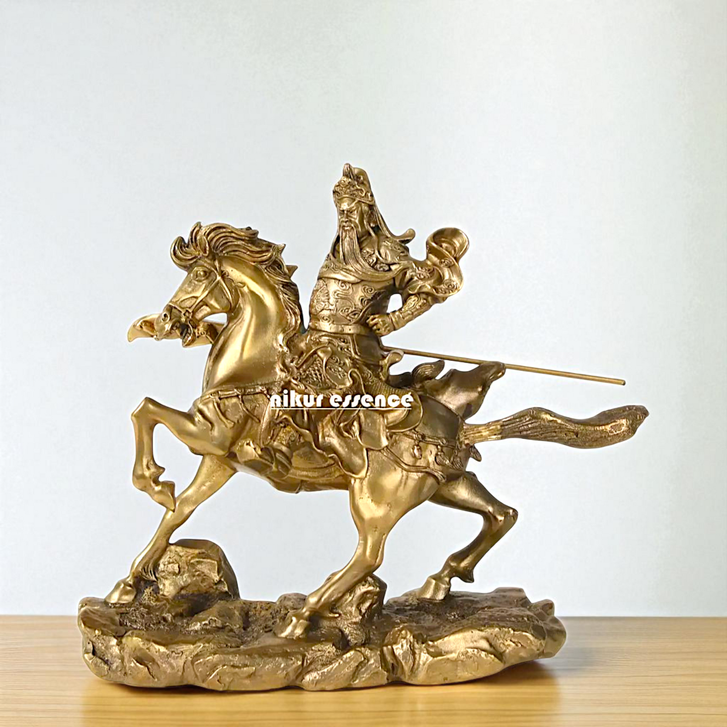 Chinese warrior Guan Yu on horse Bronze/Panchaloha idol - 9 Inches Nikuressence