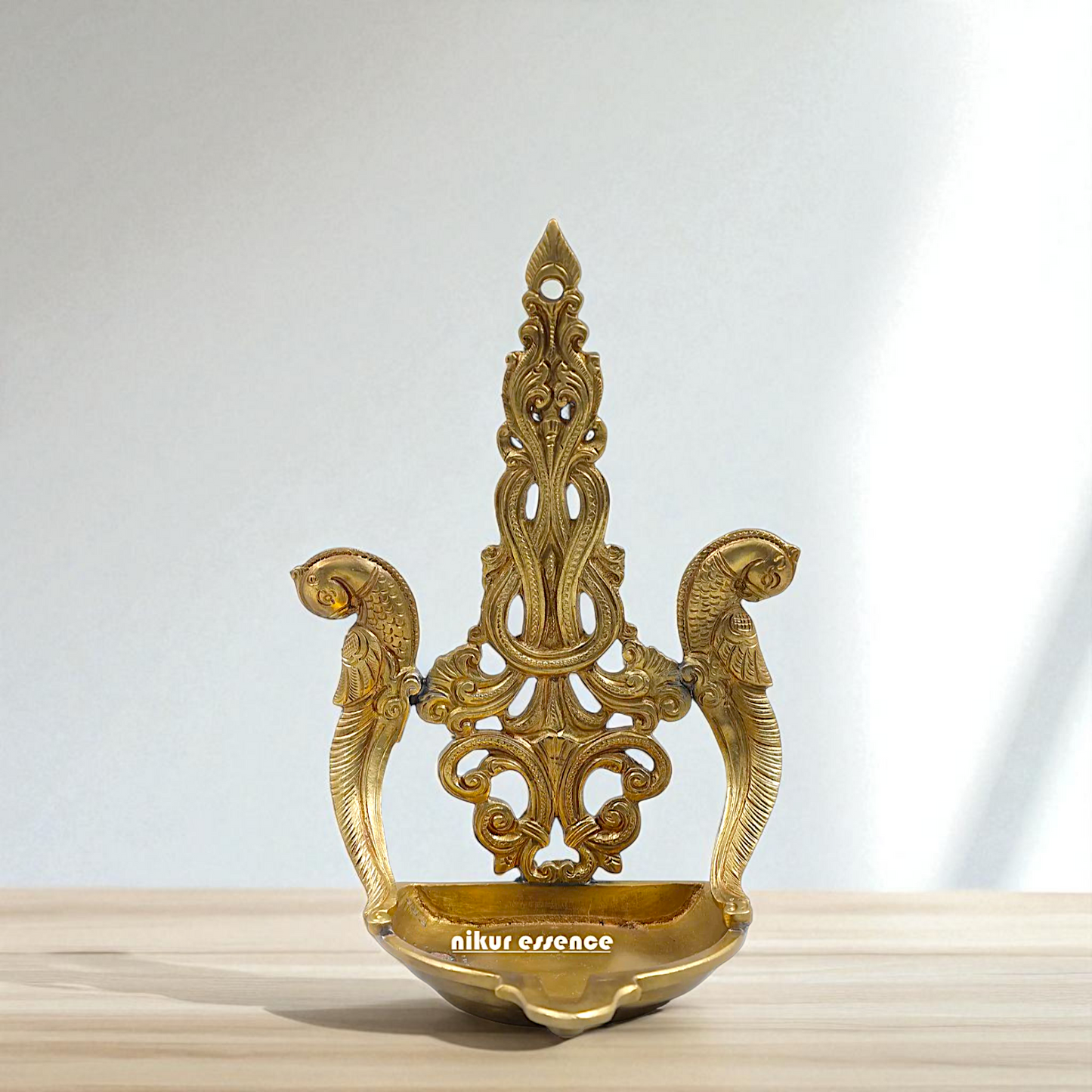 Parrot Diya wall decor oil lamp Bronze/Panchaloha - 8 Inches Nikuressence