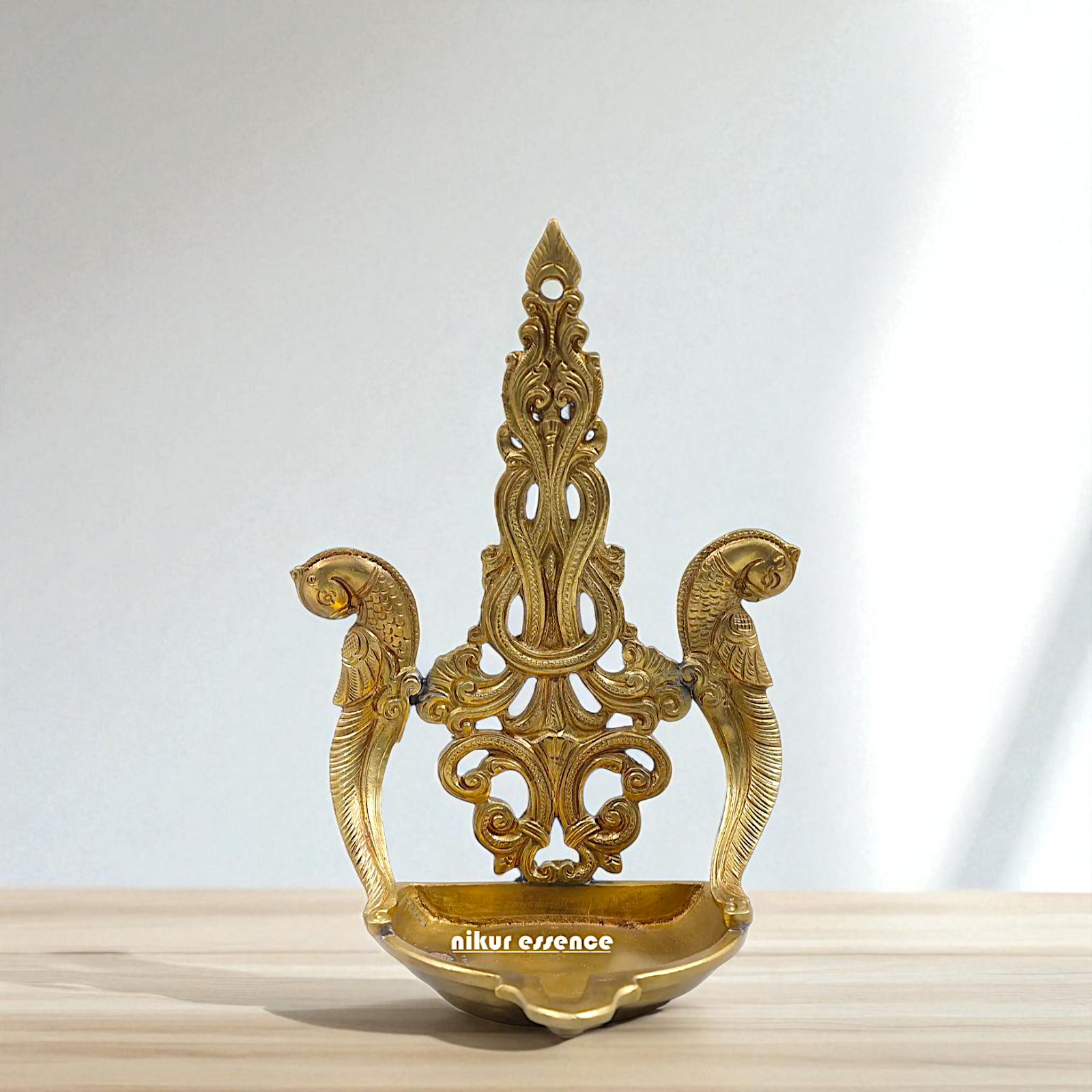 Parrot Diya wall decor oil lamp Bronze/Panchaloha - 8 Inches Nikuressence