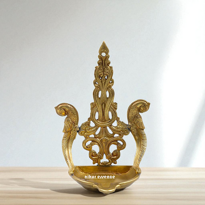 Parrot Diya wall decor oil lamp Bronze/Panchaloha - 8 Inches Nikuressence