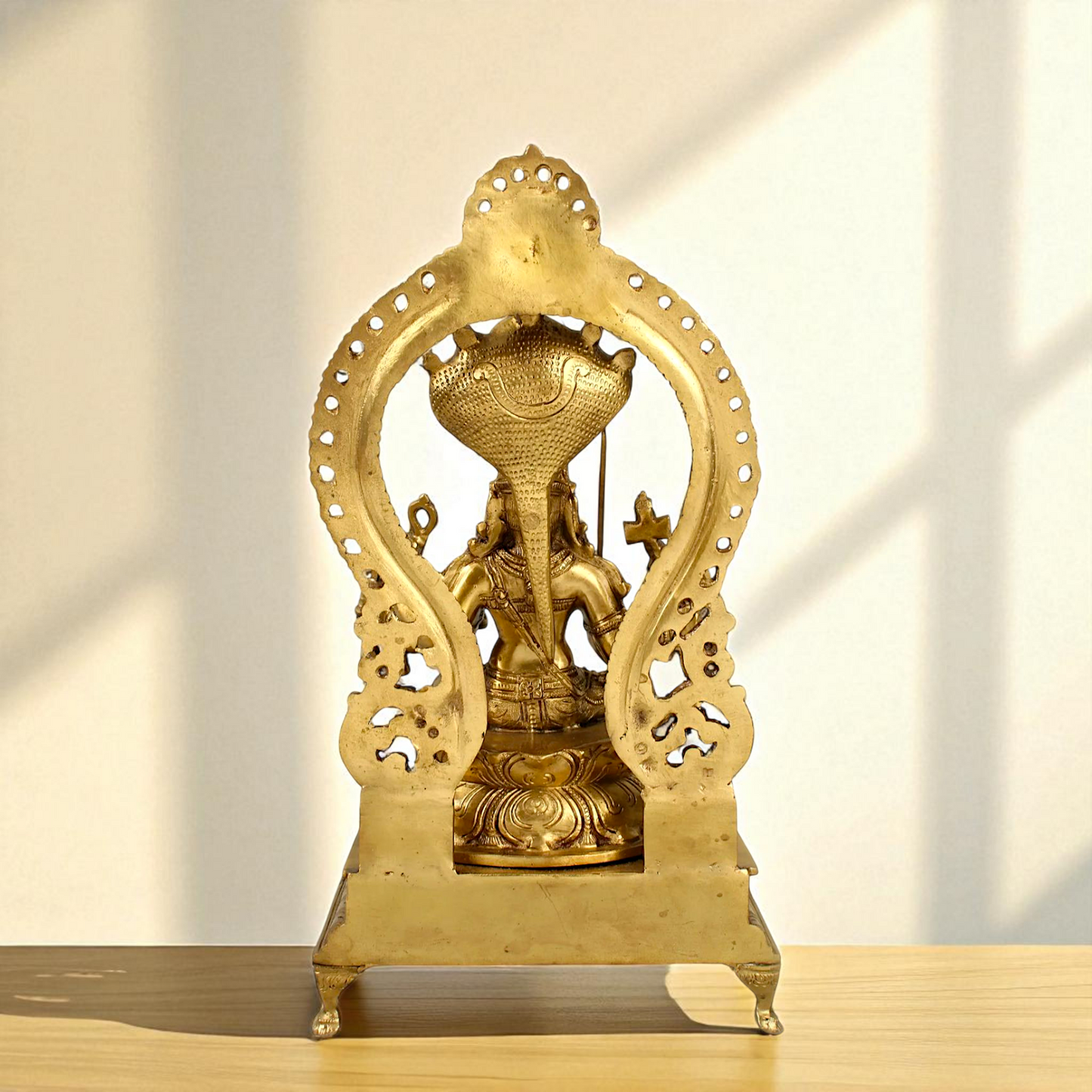 Goddess Mariamman seated with sheshnag Blessing Bronze/Panchaloha idol - 15 Inches Nikuressence