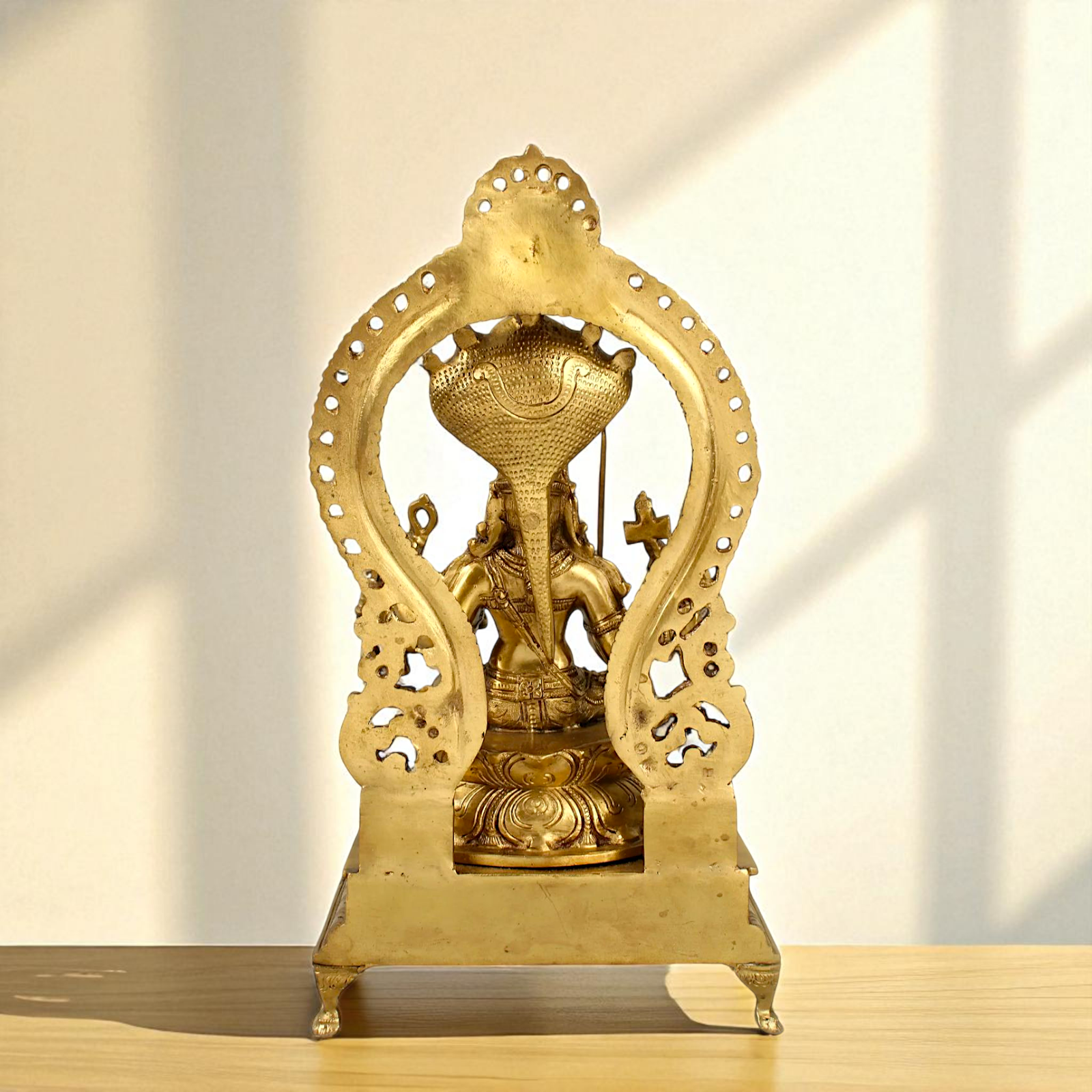 Goddess Mariamman seated with sheshnag Blessing Bronze/Panchaloha idol - 15 Inches Nikuressence