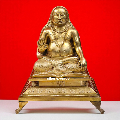 Sri Raghavendra Swamy Seated with Blessing Bronze/Panchaloha idol - 1 Feet Nikuressence