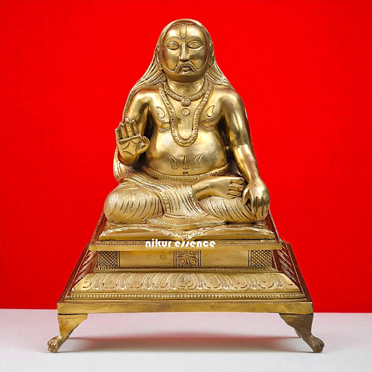 Sri Raghavendra Swamy Seated with Blessing Bronze/Panchaloha idol - 1 Feet Nikuressence