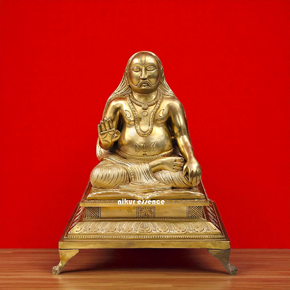 Sri Raghavendra Swamy Seated with Blessing Bronze/Panchaloha idol - 1 Feet Nikuressence