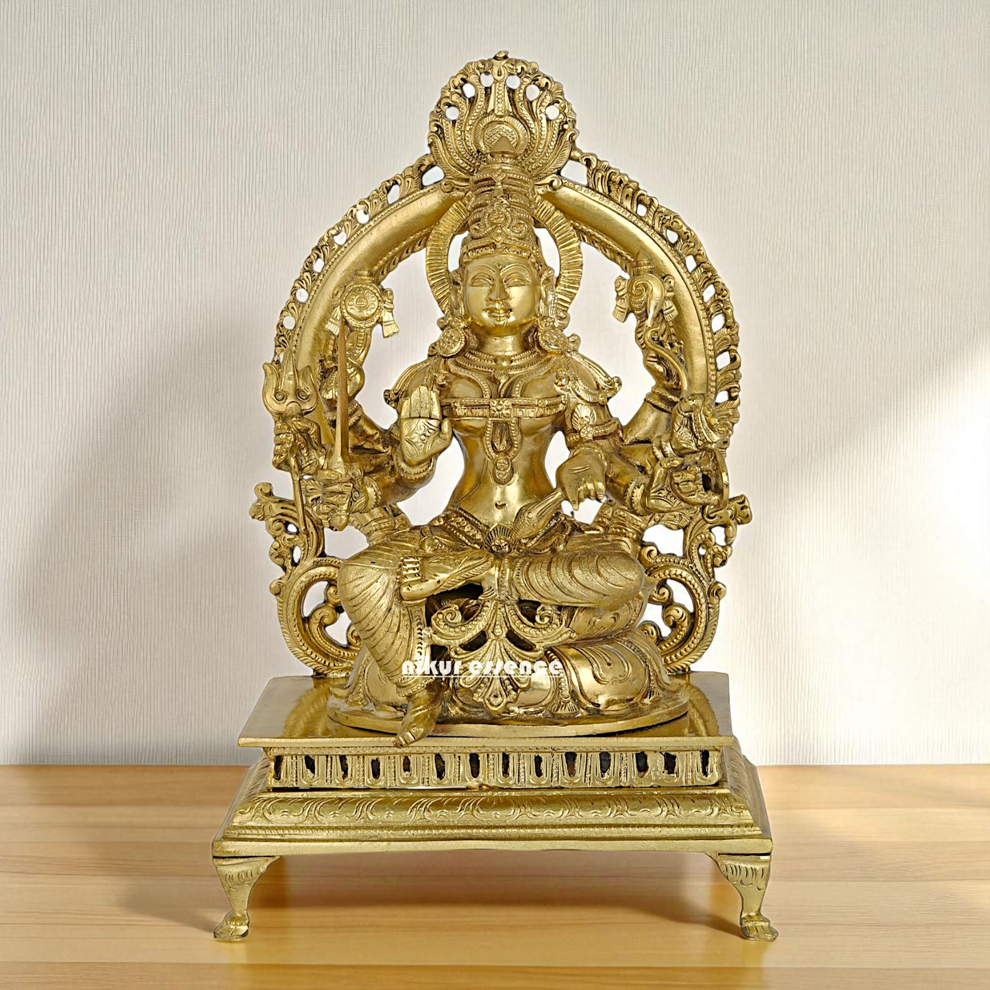 Santoshi Devi Maa Seated on singhasan with Blessing Bronze/Panchaloha idol - 1 Feet Nikuressence