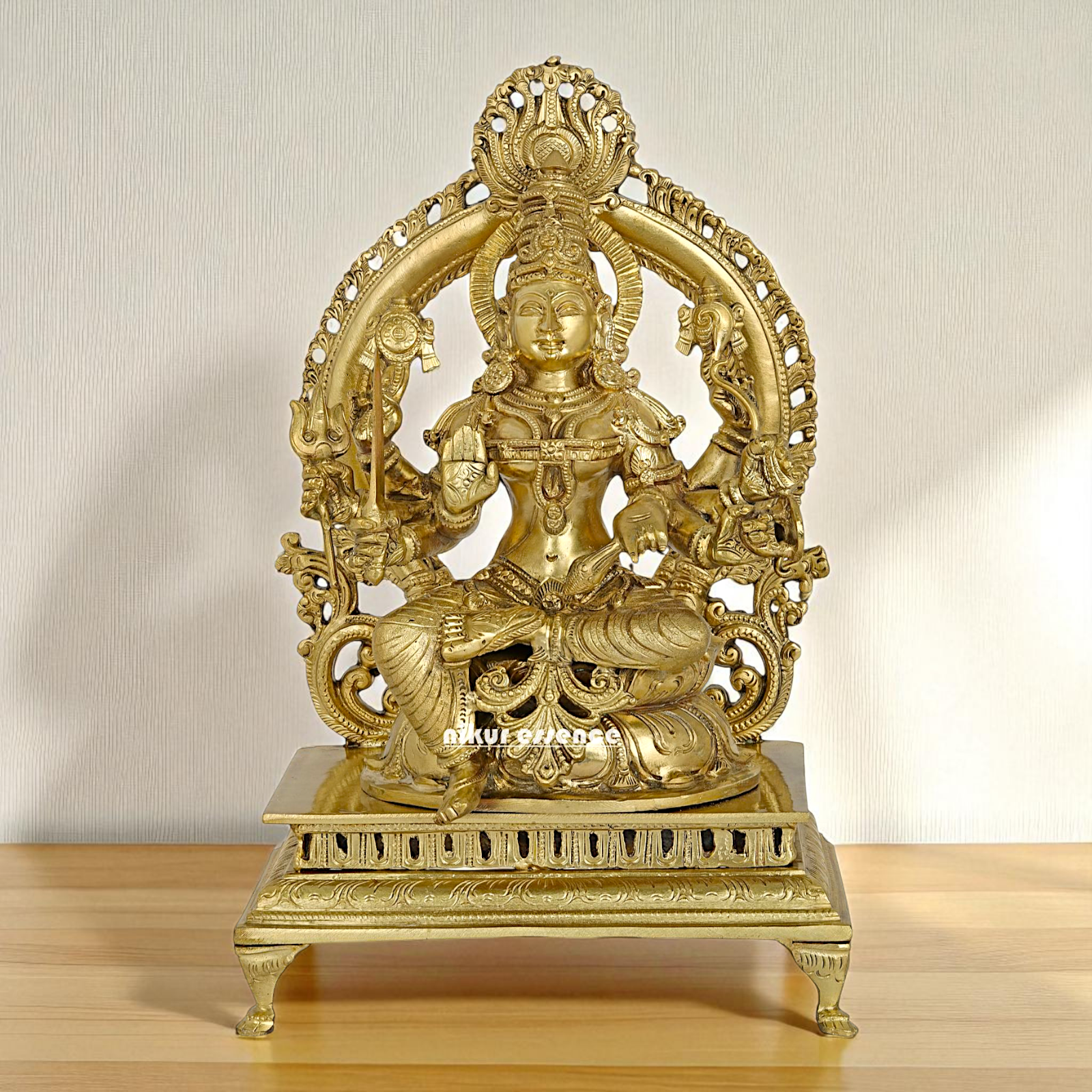 Santoshi Devi Maa Seated on singhasan with Blessing Bronze/Panchaloha idol - 1 Feet Nikuressence