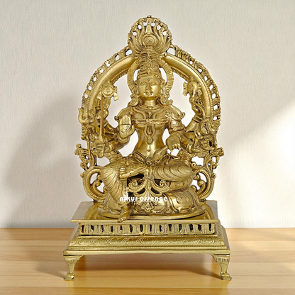 Santoshi Devi Maa Seated on singhasan with Blessing Bronze/Panchaloha idol - 1 Feet Nikuressence