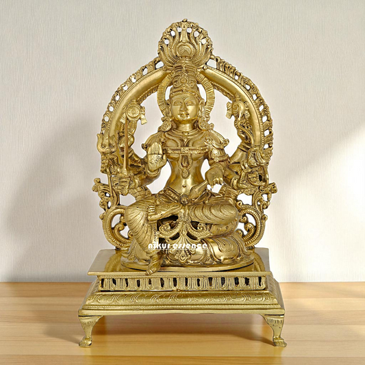 Santoshi Devi Maa Seated on singhasan with Blessing Bronze/Panchaloha idol - 1 Feet Nikuressence