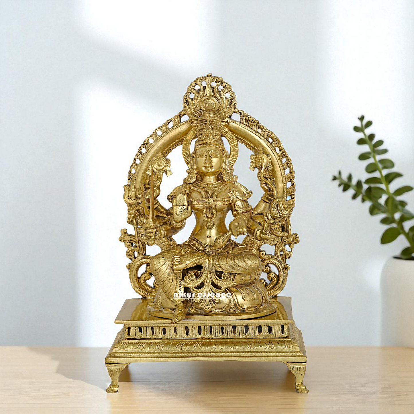 Santoshi Devi Maa Seated on singhasan with Blessing Bronze/Panchaloha idol - 1 Feet Nikuressence