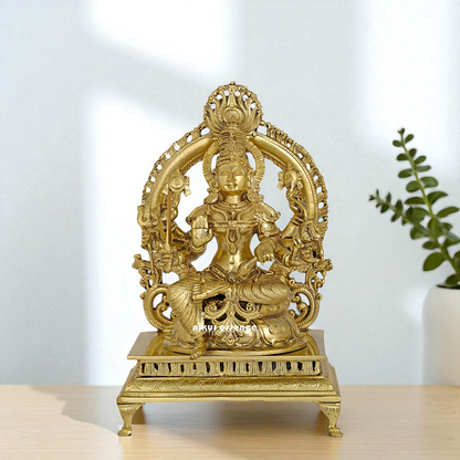 Santoshi Devi Maa Seated on singhasan with Blessing Bronze/Panchaloha idol - 1 Feet Nikuressence