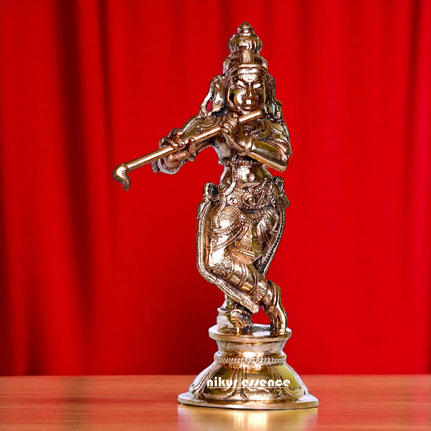 Lord Krishna Playing Flute Standing Bronze/Panchaloha idol - 4 Inches Nikuressence