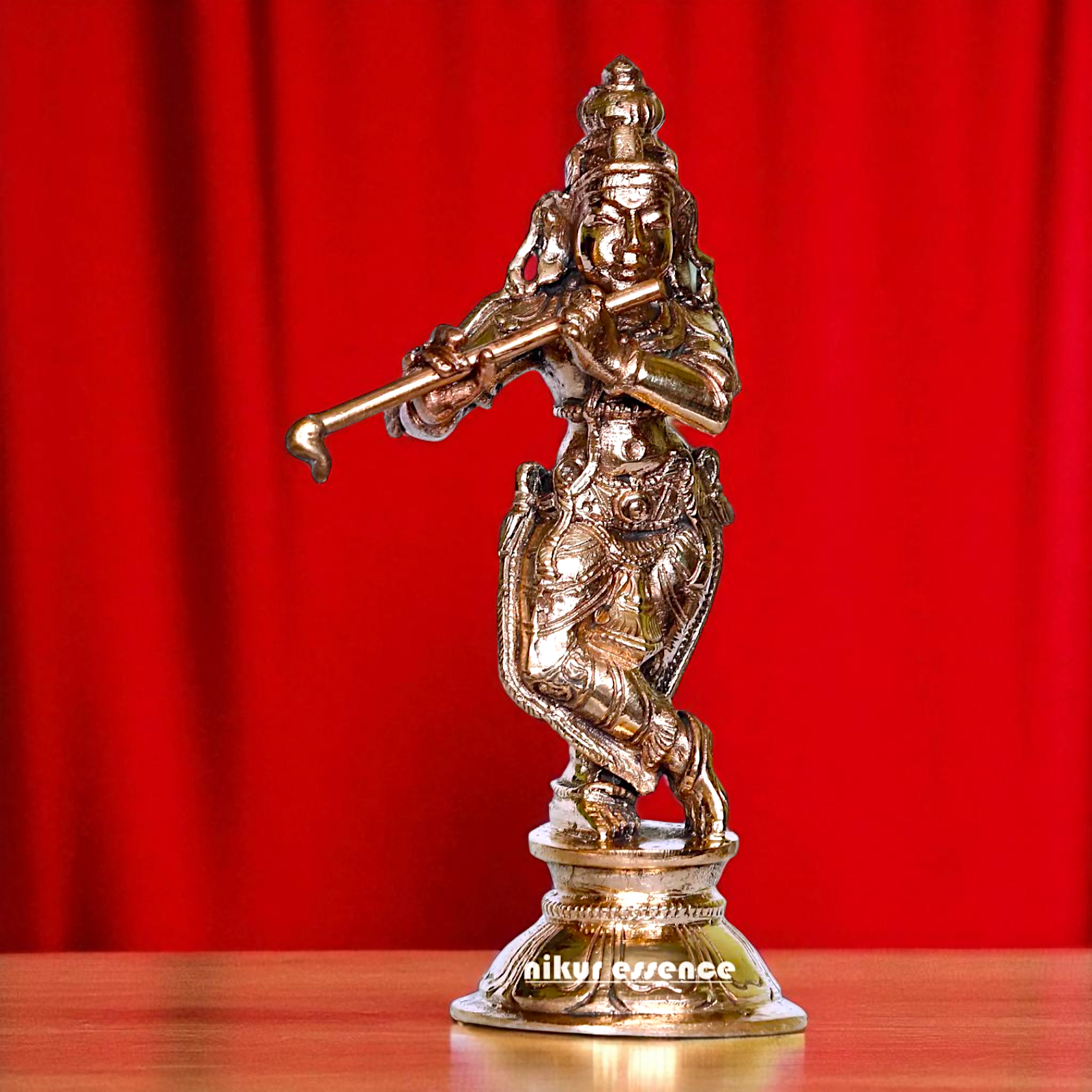 Lord Krishna Playing Flute Standing Bronze/Panchaloha idol - 4 Inches Nikuressence