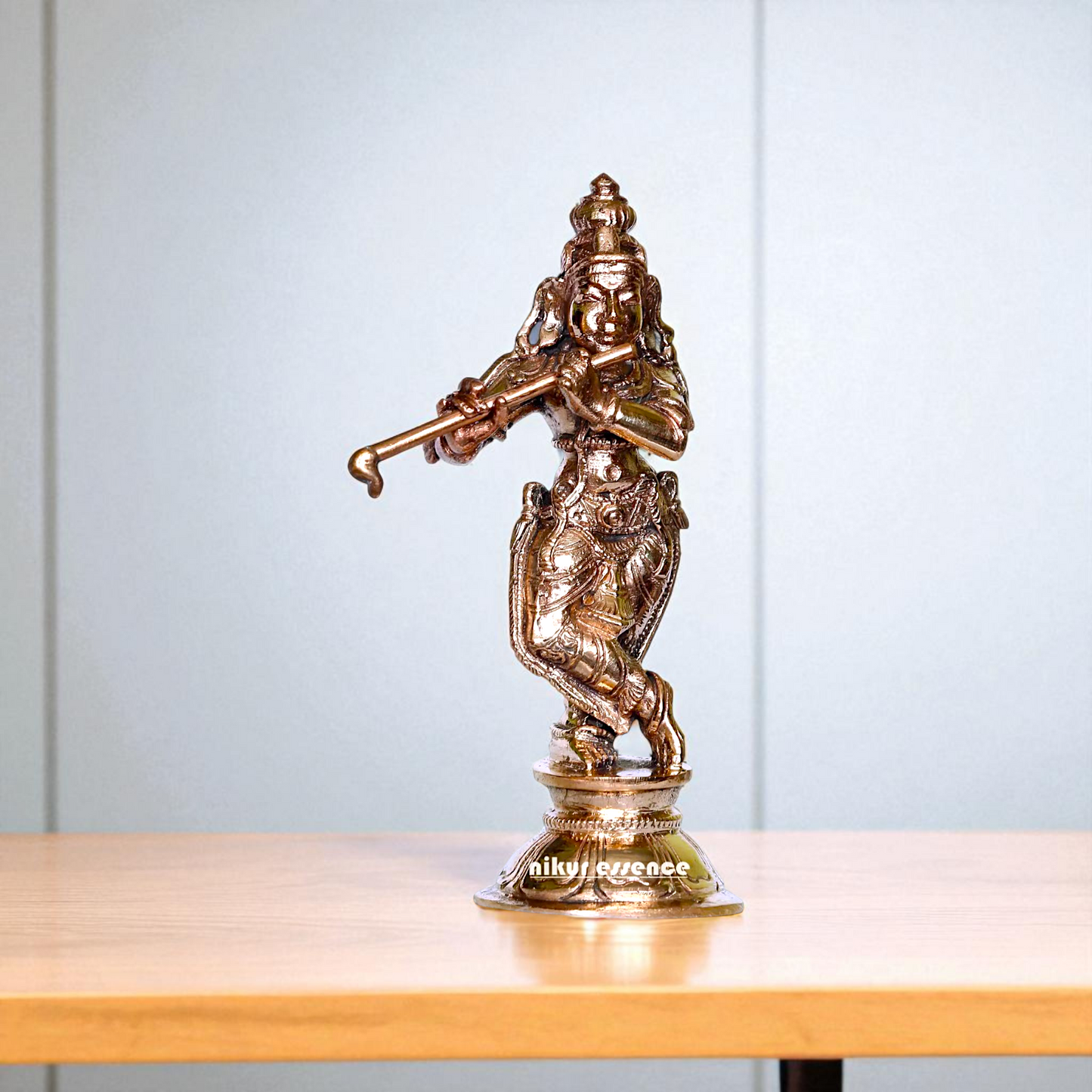 Lord Krishna Playing Flute Standing Bronze/Panchaloha idol - 4 Inches Nikuressence