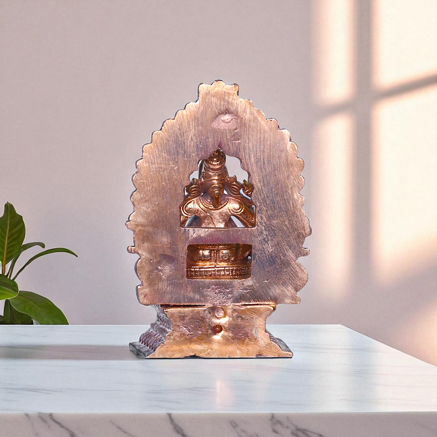 Vinayaka Ganesha Bhagwan Seated on singhasan with Blessing Bronze/Panchaloha idol - 3 Inches Nikuressence