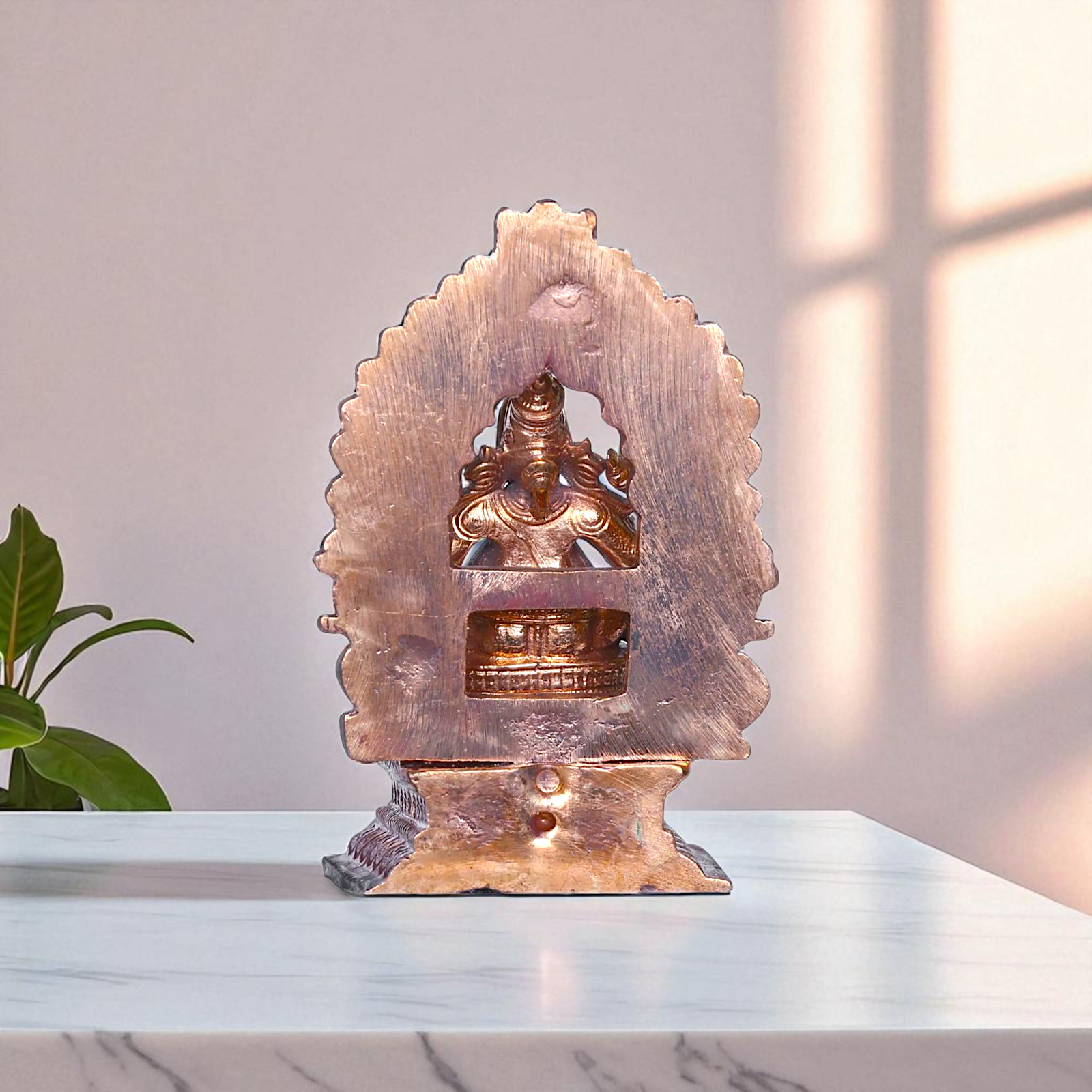 Vinayaka Ganesha Bhagwan Seated on singhasan with Blessing Bronze/Panchaloha idol - 3 Inches Nikuressence