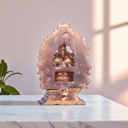 Vinayaka Ganesha Bhagwan Seated on singhasan with Blessing Bronze/Panchaloha idol - 3 Inches Nikuressence