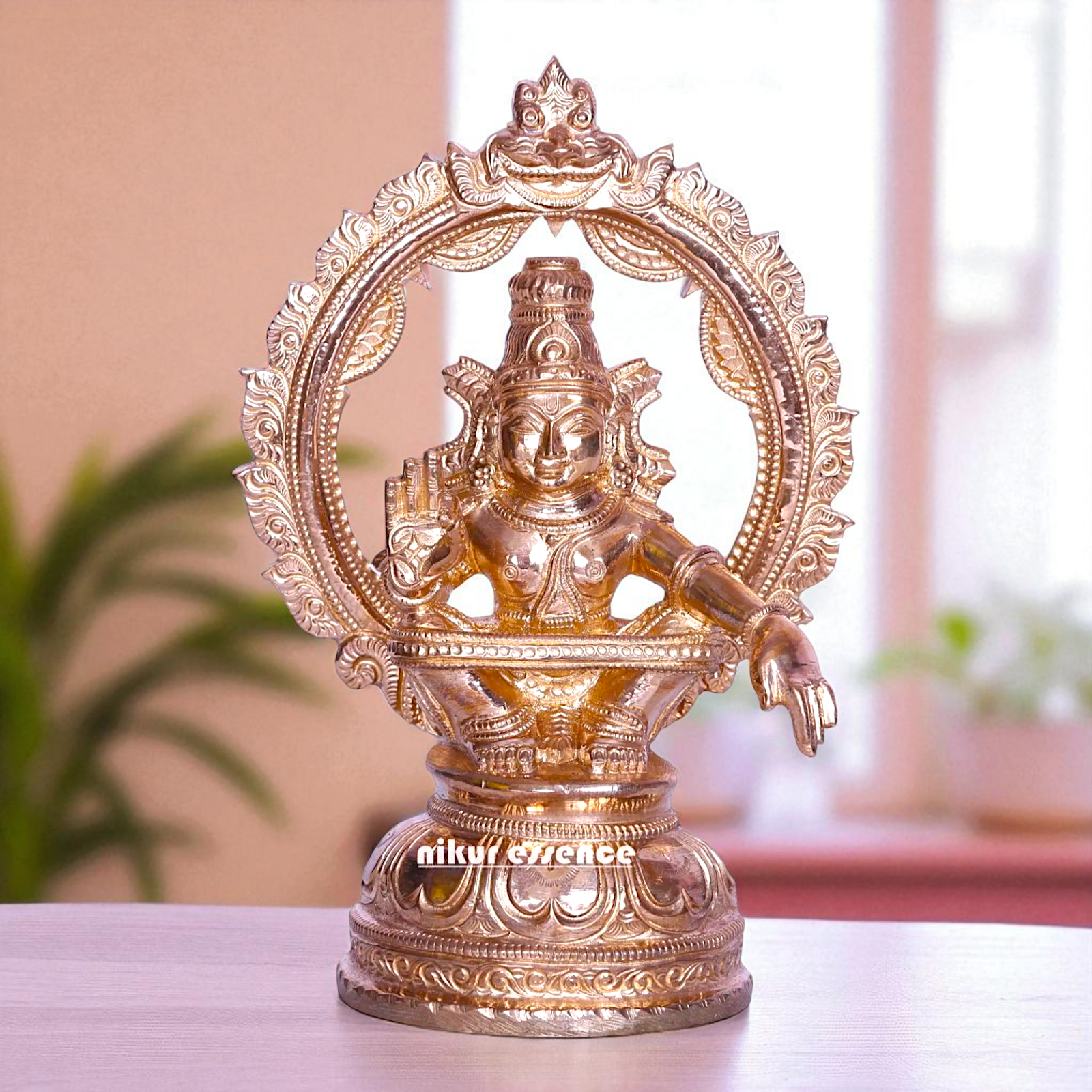 Lord Ayyappan Murugan swamy Seated with Blessing Bronze/Panchaloha idol - 6 Inches Nikuressence