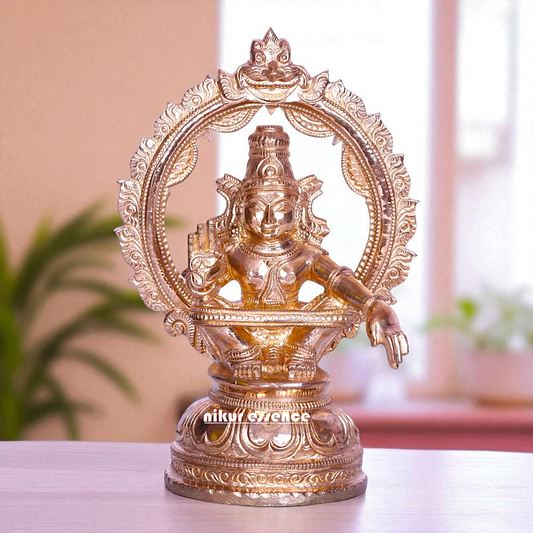 Lord Ayyappan Murugan swamy Seated with Blessing Bronze/Panchaloha idol - 6 Inches Nikuressence