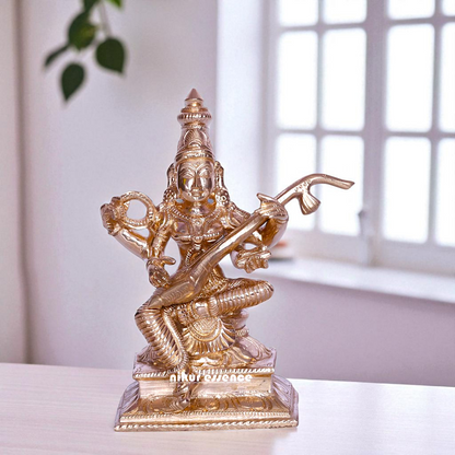 Goddess Saraswati Maa Seated with Playing Veena Bronze/Panchaloha idol - 5 Inches Nikuressence