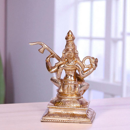 Goddess Saraswati Maa Seated with Playing Veena Bronze/Panchaloha idol - 5 Inches Nikuressence