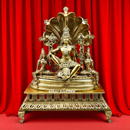 Lord Vishnu Bhagwan Seated on sheshnag Bronze/Panchaloha idol - 26 Inches Nikuressence