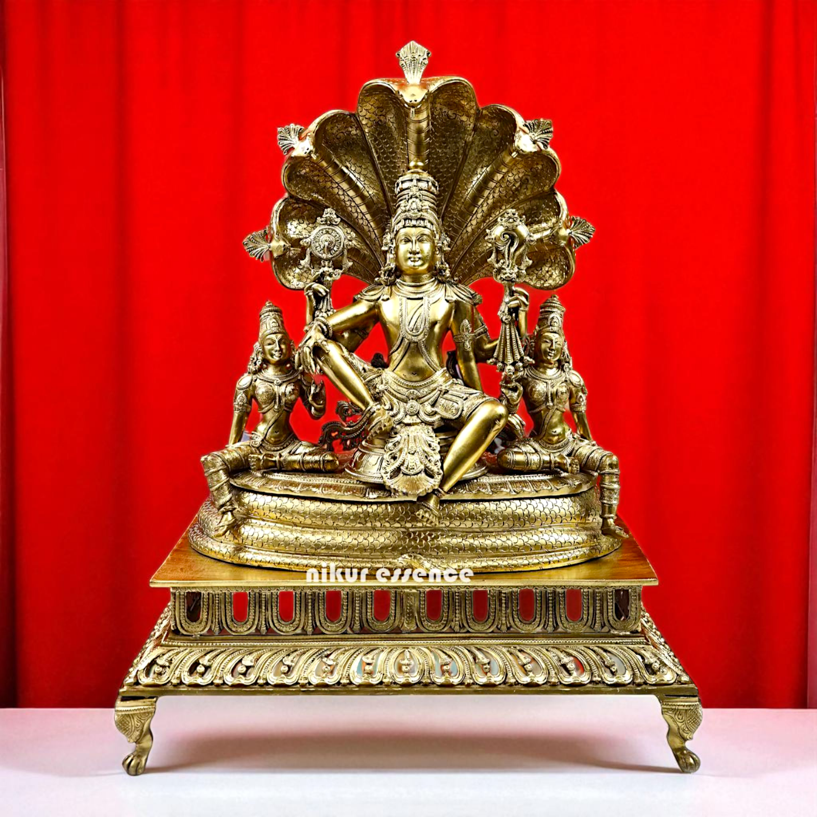 Lord Vishnu Bhagwan Seated on sheshnag Bronze/Panchaloha idol - 26 Inches Nikuressence