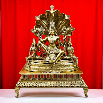Lord Vishnu Bhagwan Seated on sheshnag Bronze/Panchaloha idol - 26 Inches Nikuressence