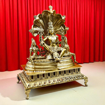 Lord Vishnu Bhagwan Seated on sheshnag Bronze/Panchaloha idol - 26 Inches Nikuressence
